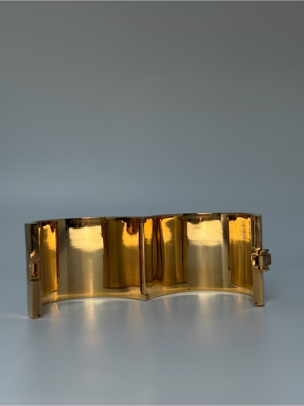 Tory Burch Burgundy Leather Gold Tone Wide Cuff Bracelet - Picture 9 of 9